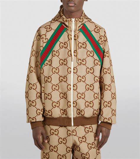 men gucci leather jacket|gucci gg print jacket men's.